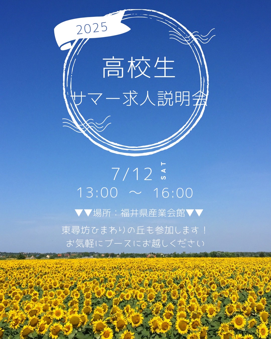 東尋坊ひまわりの丘✨サマー求人説明会参加します♪